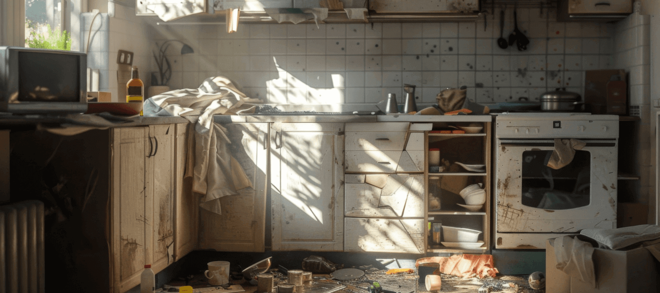 Kitchen before housekeeping service